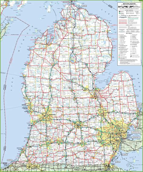 Printable High Resolution Michigan Map